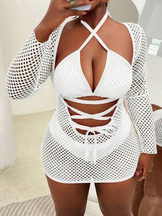 Slaydiva طقم ملابس سباحة من قطعتين مع خامة شبكية مثيرة من مقاسات كبيرة للأحزاب