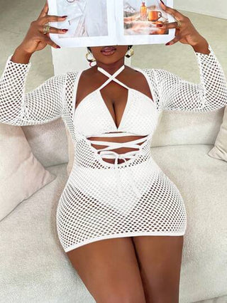 Slaydiva طقم ملابس سباحة من قطعتين مع خامة شبكية مثيرة من مقاسات كبيرة للأحزاب