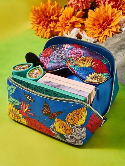 Frida Kahlo X SHEIN زجاجة عطر فرعية 25مل واحدة فارغة مزخرفة بالزهور، حقيبة تخزين متعددة الوظائف، حقيبة تخزين للعناصر الصغيرة، حقيبة تخزين للسفر، حقيبة تخزين الإلكترونيات، مناسبة لحمل العناصر الصغيرة اليومية، للسفر، العمل، المكياج أو الدراسة، مناسبة...