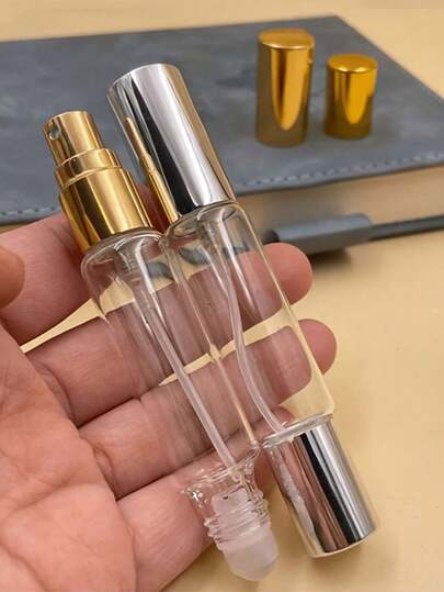 زجاجتا عطر متعددة الاستخدامات بحجم 10 مل مع كرة دوارة - مصنوعة من الزجاج الشفاف، قابلة لإعادة التعبئة، محمولة وعملية، مثالية للسفر والمكتب، تشمل زجاجات رذاذ العطر ومستحضرات العناية بالبشرة، اكسسوارات السفر | موزع عطر محمول | زجاجات رذاذ قابلة لإعادة ال...