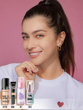 Misslyn طقم مكياج مفاون MISSLYN-5 قطع، أساس مقاوم للماء مصمم للتثبيت، يعطي لون بشرة متساوٍ، مقاوم للماء، طويل الأمد، كريم إخفاء وكونسيلر، كونسيلر سائل، لون بشرة متساوي، رذاذ تثبيت المكياج، رذاذ التجميل المثبت والأساس - طويل الأمد، ملمس ناعم، خفيف...