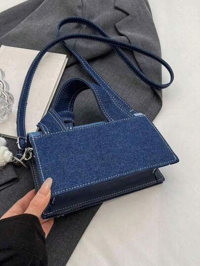 حقيبة كروس بودي جينز ملونة بطريقة الدمية، حقيبة كورية عصرية للكتف، حقيبة يد صغيرة عصرية للتنقل، حقيبة يد صغيرة الحجم