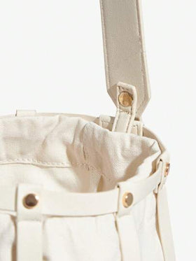 SHEIN SXY حقيبة كتف للسيدات، حقيبة هوبو، مجوفة، حقيبة منسوجة، أنيقة، بسيطة، شخصية، متعددة الاستخدامات، للشارع، مزينة بالدبابيس، للاستخدام اليومي، التسوق، الشاي بعد الظهر، الشاطئ، العطلات، الصيف، الساحل، حفلات الشاطئ، أبيض