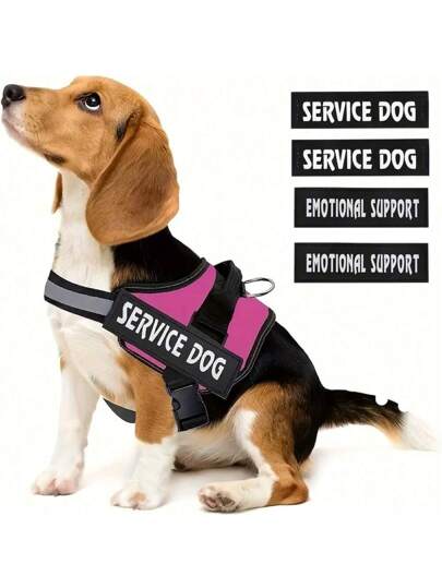 EMOTIONAL SUPPORT قطعة واحدة من حزام الكلب مع 4 رقع، حزام تدريب غير مشدود للكلاب الخدمية، بمقبض قابل للتعديل، سترة للكلاب الأليفة في الهواء الطلق، رقعة قابلة للاستبدال