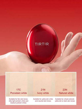 TIRTIR كريم أساس بخدة هواء مثبت دائم مرطب غير زيتي للمكياج لون 21 أبيض عاجي 18 جم
