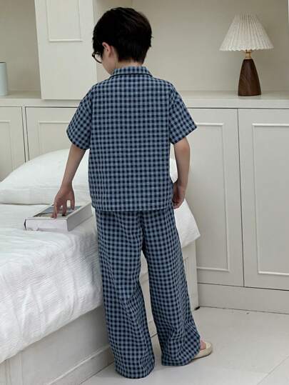 Dazy Kids بيجامة بأكمام قصيرة مخططة للأولاد في سن المراهقة