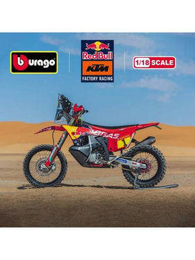 دراجة نارية Bburago 1:18 GASGAS RX450F (رالي داكار 2023) رقم 1 نموذج دراجة نارية معدنية، ديكور مكتبي للجمع، هدية لعيد الميلاد والكريسماس