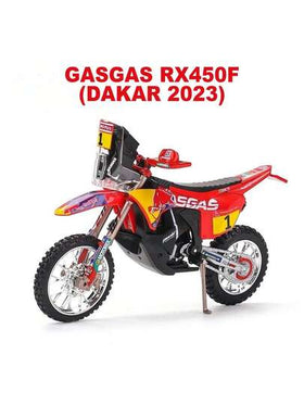دراجة نارية Bburago 1:18 GASGAS RX450F (رالي داكار 2023) رقم 1 نموذج دراجة نارية معدنية، ديكور مكتبي للجمع، هدية لعيد الميلاد والكريسماس