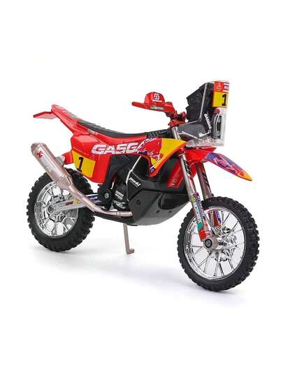 دراجة نارية Bburago 1:18 GASGAS RX450F (رالي داكار 2023) رقم 1 نموذج دراجة نارية معدنية، ديكور مكتبي للجمع، هدية لعيد الميلاد والكريسماس