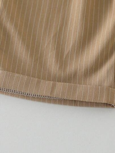 SHEIN Vintaside Kids طقم ملابس علوية للأولاد من عمر 4-7 سنوات للربيع/الخريف، كارديجان أكمام طويلة بياقة بني وبيج مع بنطال مخطط، إطلالة أنيقة وبسيطة للعودة إلى المدرسة، مناسب لجميع المواسم