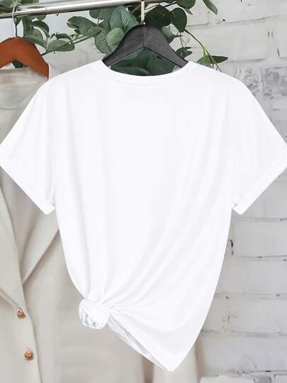 EZwear تي شيرت كاجوال للنساء ذو رقبة دائرية وأكمام قصيرة مطبوع عليه فراشات للصيف