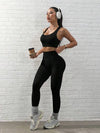SHEIN Sport Studio طقم رياضي للنساء من سترة كامي وتايتس بلون واحد
