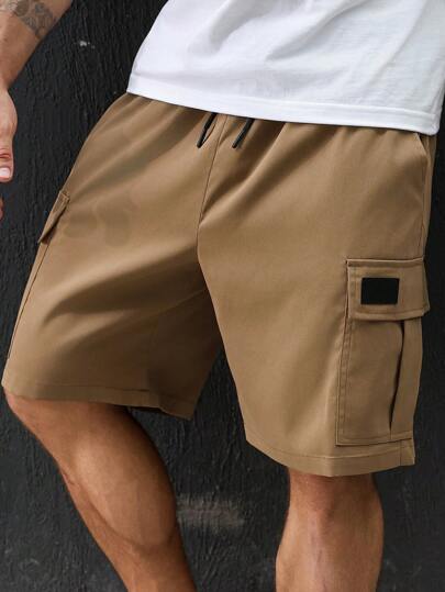 Manfinity Homme شورت كاجوال للرجال كبار الحجم صيفي بخصر رباط، جيوب خلفية