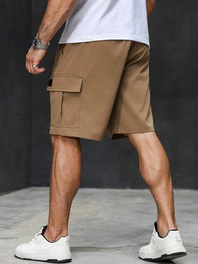 Manfinity Homme شورت كاجوال للرجال كبار الحجم صيفي بخصر رباط، جيوب خلفية