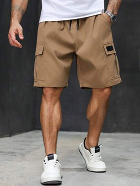 Manfinity Homme شورت كاجوال للرجال كبار الحجم صيفي بخصر رباط، جيوب خلفية