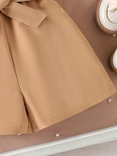 Elladie kids جمبسوت قصيرة مزينة بالزهور للفتيات الصغيرات، لطيفة ومريحة مع حزام زهري كبير الحجم، طقم ملابس صيفي عادي للفتيات الصغيرات