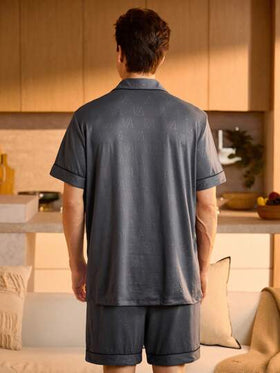 Manfinity Underwear&Sleepwear Basics بدلة بيجاما مكونة من قميص كم قصير وشورت للرجال