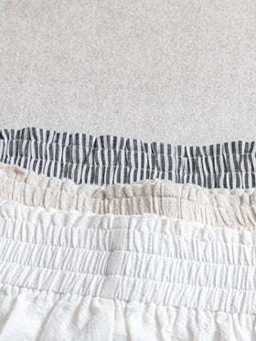 SHEIN LUNE 3 أزواج من شورتات نسائية كاجوال مرنة الخصر، قطن أبيض، كتان لون المشمش، شورتات مخططة بالأسود والأبيض، قماش مريح للارتداء اليومي الكاجوال، للربيع والصيف