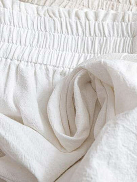 SHEIN LUNE 3 أزواج من شورتات نسائية كاجوال مرنة الخصر، قطن أبيض، كتان لون المشمش، شورتات مخططة بالأسود والأبيض، قماش مريح للارتداء اليومي الكاجوال، للربيع والصيف