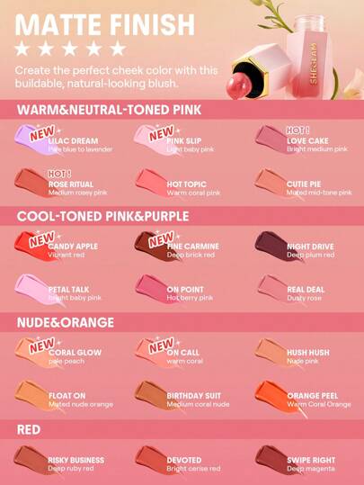 SHEGLAM أحمر خدود سائل من Color Bloom-أحمر خدود سائل Night Drive-مقاوم للماء-يدوم طويلاً-صبغة عالية-لا يتلاشى-توهج طبيعي يدوم طويلاً-مكياج خفيف الوزن للوجه--أحمر خدود وردي أرجواني عيد الأب التخرج عيد الميلاد العطلة الربيع الصيف Y2K فاخر أزياء مكياج...