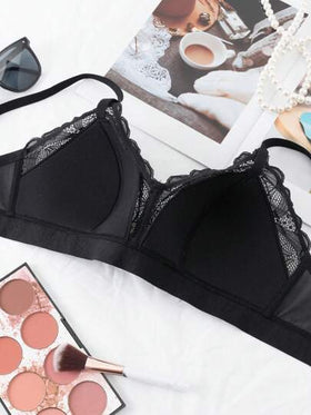 SHEIN 1 قطعة حمالة صدر غير مدعمة بسلك من الدانتيل ناعمة الكوب