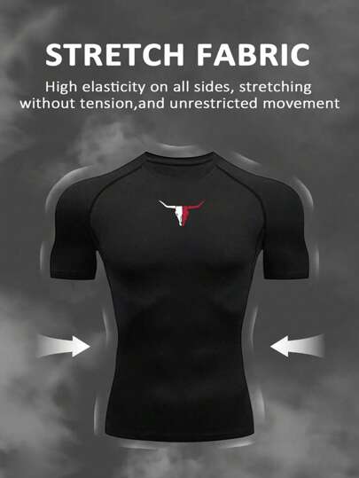 Manfinity Sport Corelite قميص رياضي رجالي كم قصير بطباعة جرافيك بسيطة