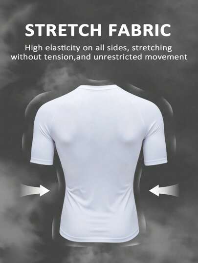 Manfinity Sport Corelite ملابس علوية أكمام راغلان حول الرقبة الرياضي الكاجوال للرجال، صيفي