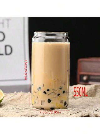 قطعة واحدة قارورة زجاجية مع قش، أكواب زجاجية مع قش - أكواب شرب قابلة لإعادة الاستخدام ذات فتحة واسعة، أكواب قهوة مثلجة مع لوازم مدرسية