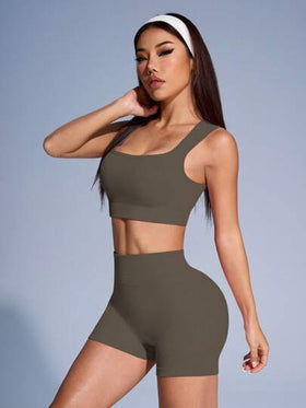 Easithlete طقم سترة رياضية وشورت ذو لون أحادي مُحبك للنساء مجموعات تمارين