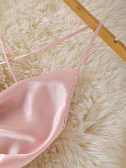 SHEIN فستان نوم ماكسي من الساتان المثقوب والمربوط بالدانتيل مجموعة من قطعتين، فستان نوم للنساء، تفاصيل مريحة وأنيقة للخريف والشتاء