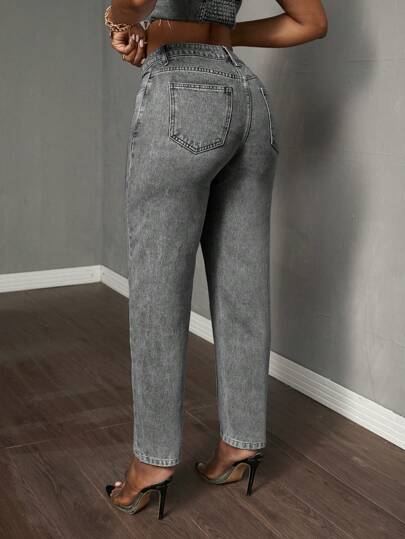 SHEIN Tall سراويل جينز كاجوال ذات خصر غير متماثل وجيب