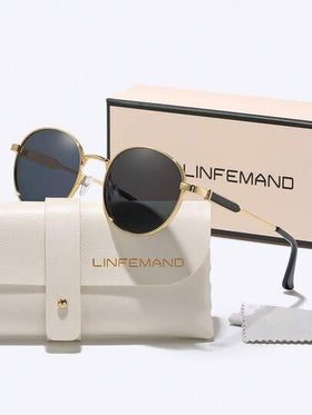 LINFEMAND نظارات معدنية دائرية ذات إطار كلاسيكي رجعي أنيقة للرجال والنساء، مناسبة للقيادة والسفر وحفلات الشاطئ والعطلات والهدايا