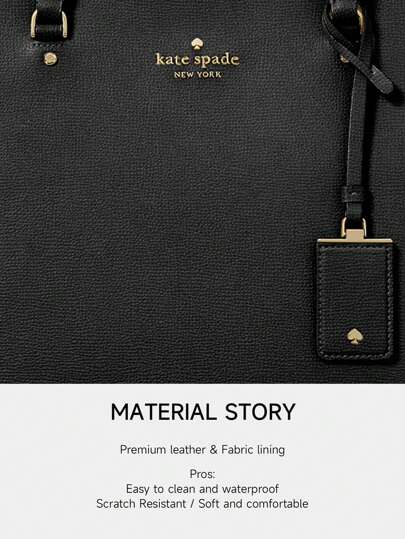 Kate Spade حقيبة يد جلد أسود كبيرة للنساء، حقيبة كلاتش كلاسيكية للسيدات للعمل والتسوق والسفر مع إغلاق بسوستة