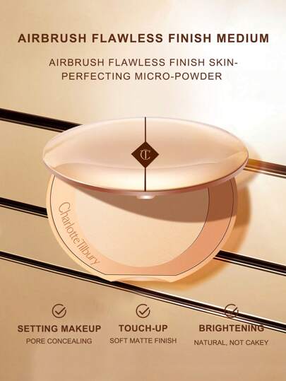 Charlotte Tilbury بودرة تحديد النهاية اللامعة بالرش الهوائي ، بودرات مكونة للبشرة الكاملة #1 - 0.28 أونصة / 8 جرام