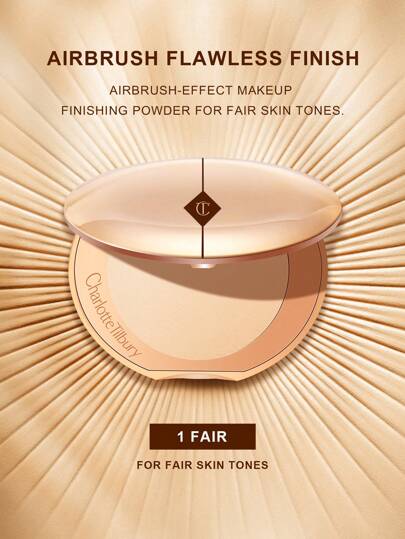 Charlotte Tilbury بودرة تحديد النهاية اللامعة بالرش الهوائي ، بودرات مكونة للبشرة الكاملة #1 - 0.28 أونصة / 8 جرام