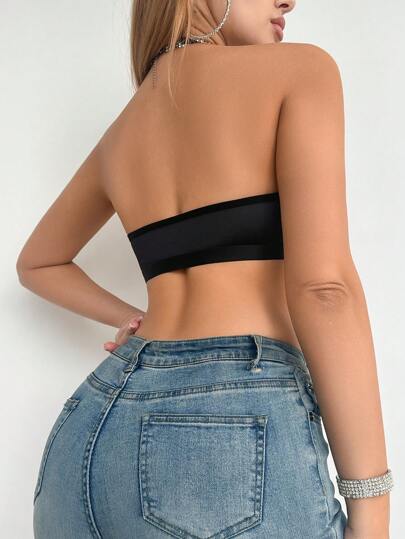 SHEIN صدرية حمالة مُثبتة أماميًا بلون واحد للنساء
