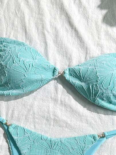 Swim Vcay مجموعة من قطعتين للنساء من ملابس السباحة مكونة من حمالة البرّاقة والسترابيس بليس بليس مع تفاصيل ذهبية، شاطئي مثير في الصيف