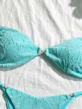 Swim Vcay مجموعة من قطعتين للنساء من ملابس السباحة مكونة من حمالة البرّاقة والسترابيس بليس بليس مع تفاصيل ذهبية، شاطئي مثير في الصيف