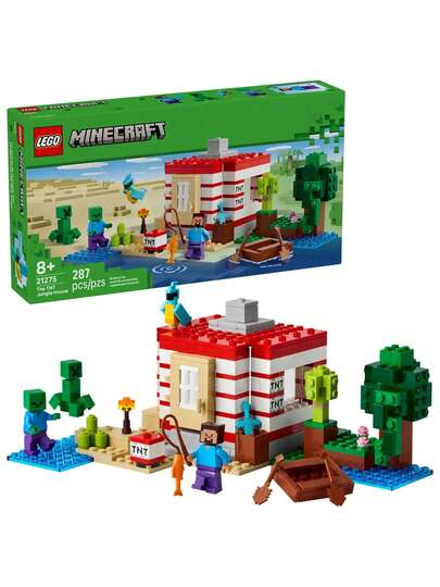 LEGO مجموعة ليجو ماينكرافت تي إن تي جنجل هاوس 21275، لعبة فيديو قابلة للجمع، لعبة بناء إبداعية لديكور ألعاب، هدية عيد ميلاد، مجموعة مغامرات تفاعلية لأطفال الألعاب بعمر 8 سنوات فأكثر