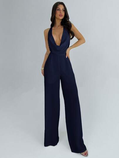 Firerie سراويل برقبة عميقة منسدلة أنيقة وحديثة للمناسبات العصرية والرومانسية والجنسية وحفلات الشاطئ والعطلات، ذات قصة ظهر مفتوح وساقات واسعة مع حزام الخصر، مناسبة للمهرجانات وعيد الحب والزفاف