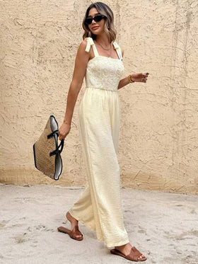 SHEIN Frenchy جمبسوت طويلة بتصميم جاكار وأوراق النباتات للنساء للرحلات