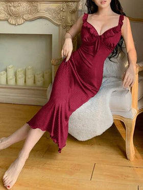 SHEIN فستان نوم سبغيتي ستراب للنساء بلون سادة