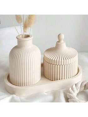 3 قوالب سيليكون متنوعة، طقم DIY للحرف اليدوية لحاملات الشموع، صواني بيضاوية، وأوعية تخزين مخططة/أصص، مناسبة للراتنج الإيبوكسي والخرسانة والجص - رائعة لديكور المنزل وعرض المجوهرات (، تنبيه للعملاء الذين يهتمون بأحجام أصغر قليلاً)