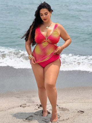 Slaysola مجموعة بيكيني كبيرة الحجم للنساء من قطعتين، فستان صيفي بسيط للشاطئ والعطلات