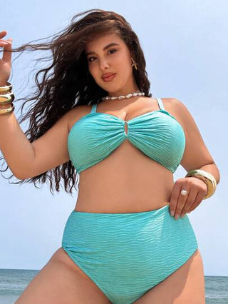 Slaysola بكيني مجموعة مع فتحات قابلة للفصل للنساء ذوات الحجم الكبير، بتصميم جاكار، ملابس سباحة عصرية للعطلات