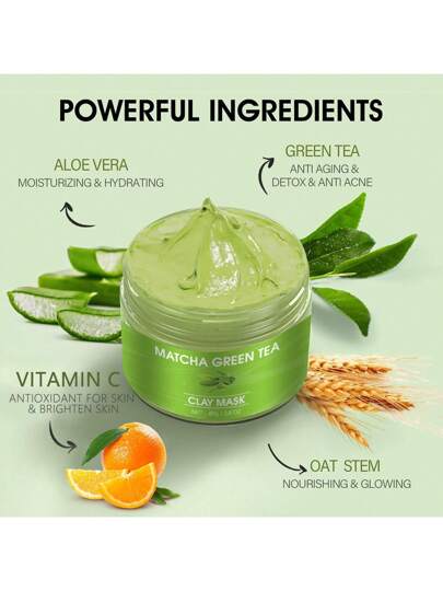 ECO FINEST قناع الطين والشاي الأخضر للتنظيف العميق للمسام المفتوحة ، قناع الوجه بالشاي الأخضر ، مزيل للرؤوس السوداء بالكاؤلين والصبار والكركم ، قناع طين الوجه للبشرة الدهنية والحبوب ، منظف الوجه ، مرطب ، مغذي ، مهدئ
