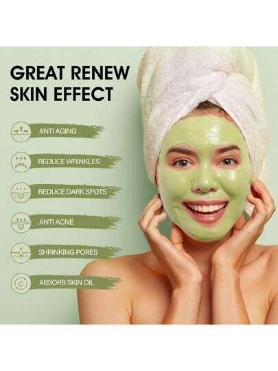 ECO FINEST قناع الطين والشاي الأخضر للتنظيف العميق للمسام المفتوحة ، قناع الوجه بالشاي الأخضر ، مزيل للرؤوس السوداء بالكاؤلين والصبار والكركم ، قناع طين الوجه للبشرة الدهنية والحبوب ، منظف الوجه ، مرطب ، مغذي ، مهدئ