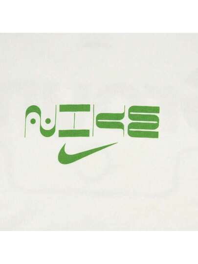 Nike قميص تي شيرت قصير الأكمام بطبعة هندسية لرجال نايك ذو ياقة مستديرة محبوكة