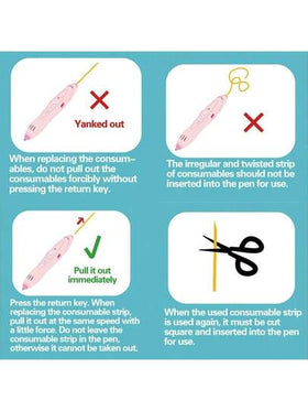 طقم قلم الطباعة ثلاثي الأبعاد لل-DIY، خيط PCL منخفض درجة الحرارة، أداة رسم ثلاثي الأبعاد يدوية، لعبة تعليمية للطلاب والفتيات والأطفال، هدية عيد الميلاد (المقص والخيط والاكسسوارات بألوان عشوائية)