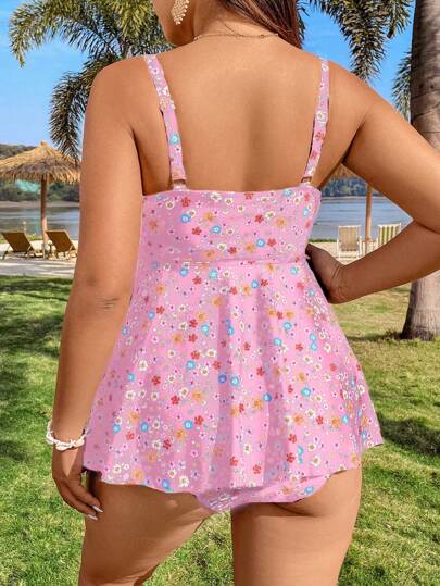 SHEIN Swim Curve بكيني وبدلة السباحة بطقم كبير الحجم مطبوع بنجوم عشوائية